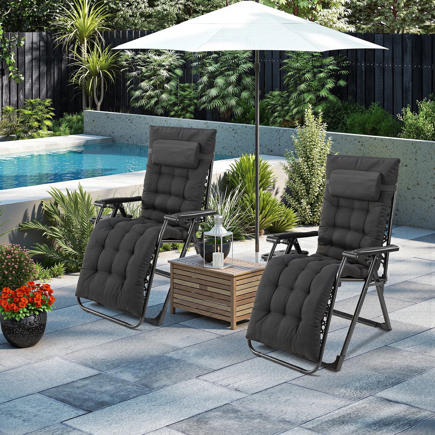 JHK Zero Gravity Recliner Folding Outdoor Lounge Chair 440 Lb Weight Capacity For Camping Beach Poolside Lawn