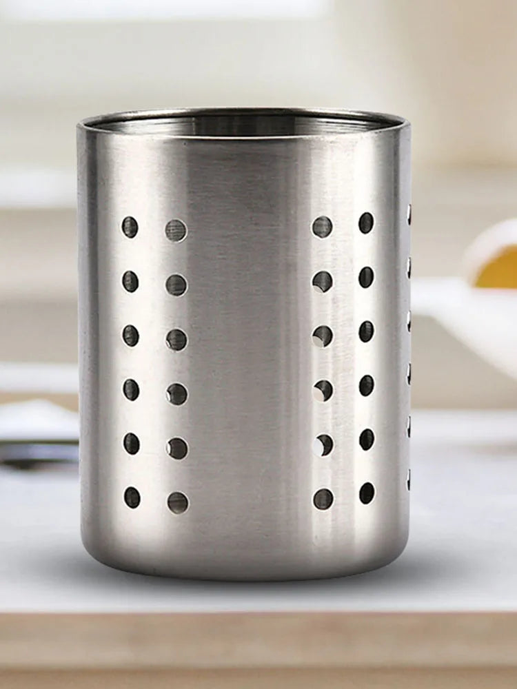 Stainless Steel Countertop Utensil Organizer Cutlery Holder With Drain Holes