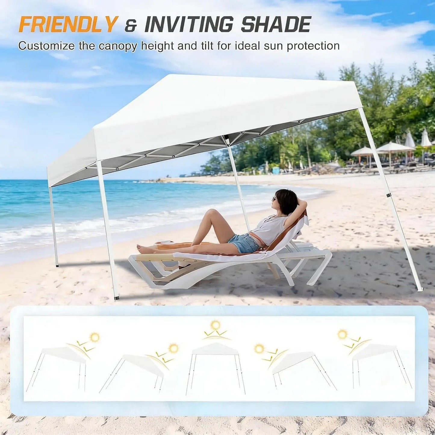 HiMISS HeavyDuty PopUp Canopy Tent Outdoor Shelter OnePushCenterLock DurableFrame