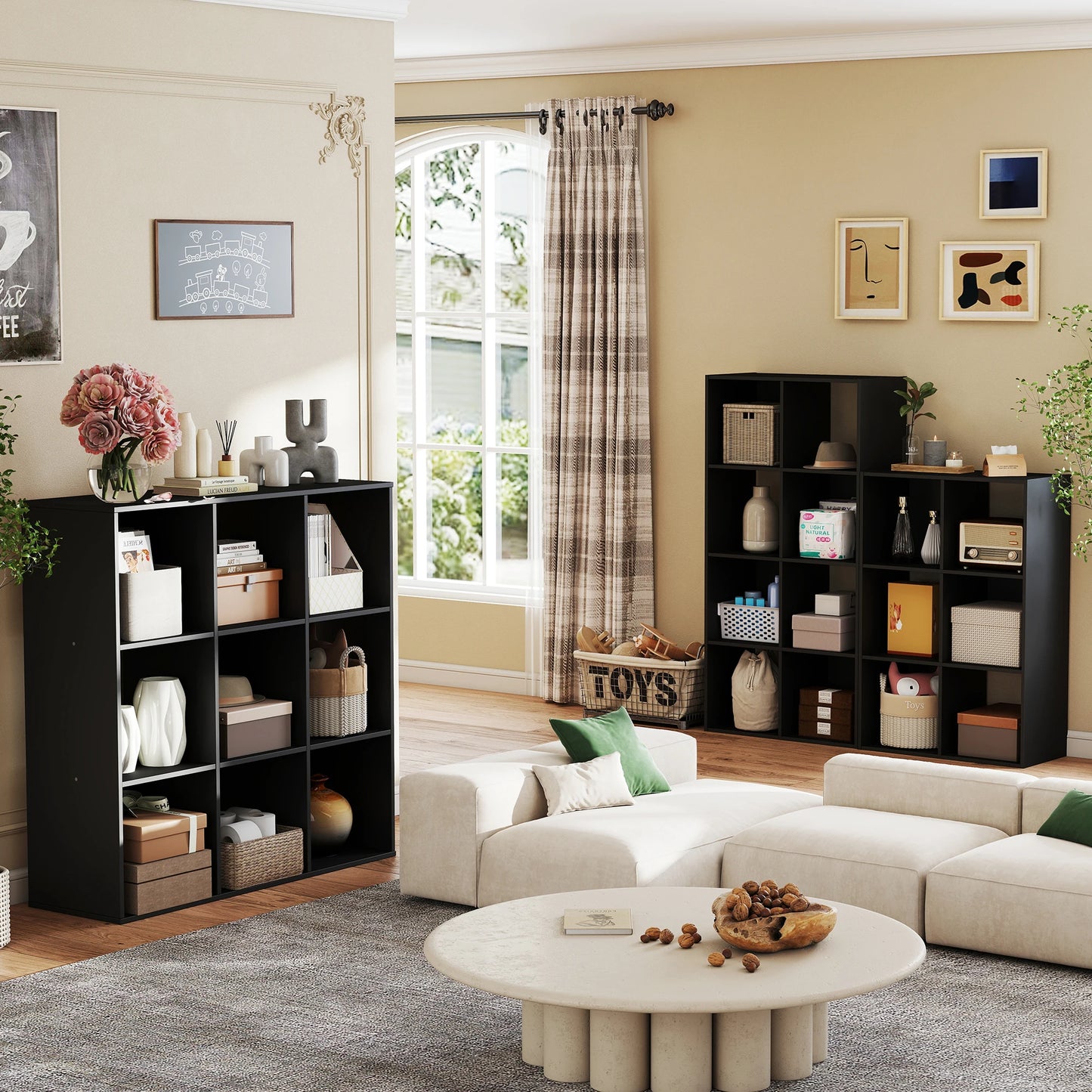 9 Cube Storage Organizer Wooden Bookcase For Living Room Spacious Open Cube Shelving Unit