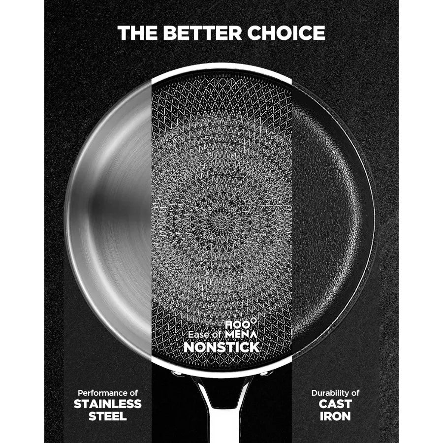 Pots and Pans Set Hybrid Stainless Steel 17PC Nonstick TriPly Cookware Set w Frying pan Dishwasher and Oven Safe PFOAFree Metal