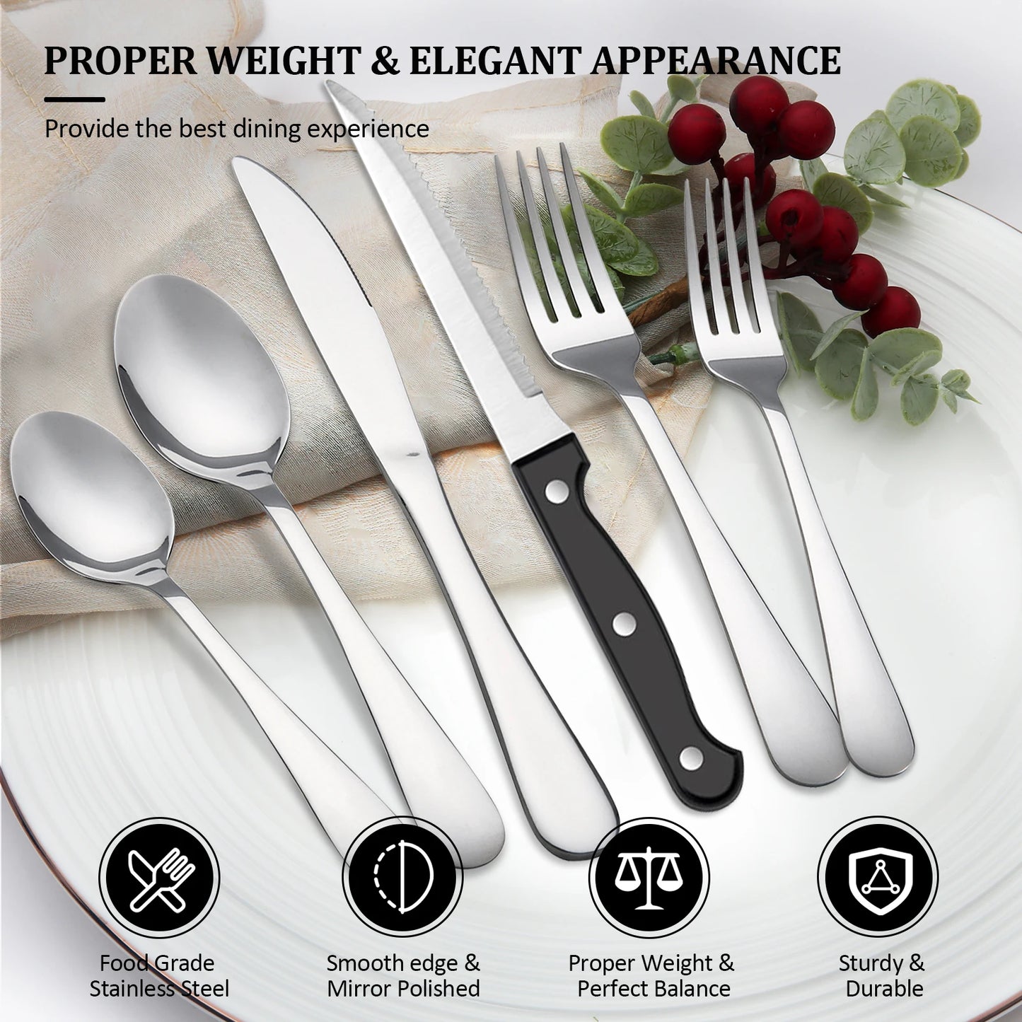 HANSMART Premium Stainless Steel Flatware Set For Everyday Dining ExcellenceInCraftsmanship