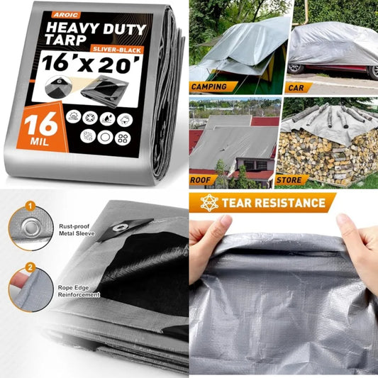 Heavy Duty Waterproof Tarp Cover With Rustproof Reinforced Grommets