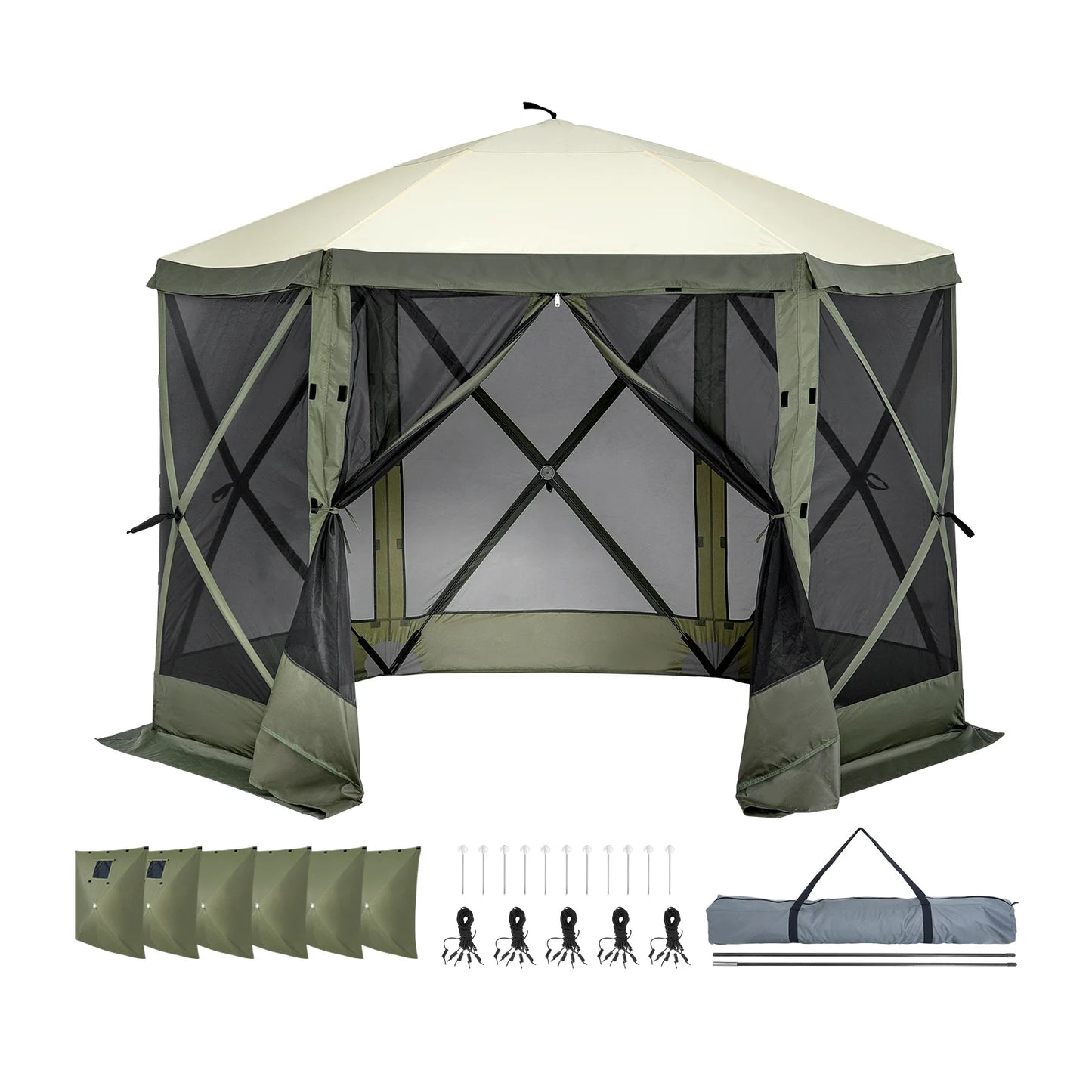 SucceBuy Pop Up Gazebo Tent Screen Shelter With Mesh Windows And Removable Privacy Panels