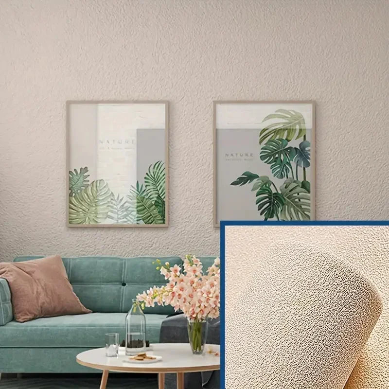 NONECN Linen 3D Foam Wallpaper Self Adhesive PVC Waterproof Wall Covering for Renovation