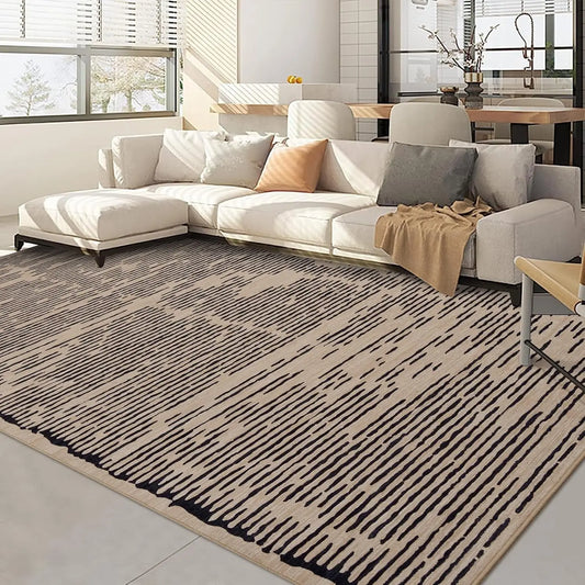 Rugs for Living Room Washable Modern Stripe Carpet Non Slip Soft Rug,Low Pile Area Rug for Bedroom Office Dining Room