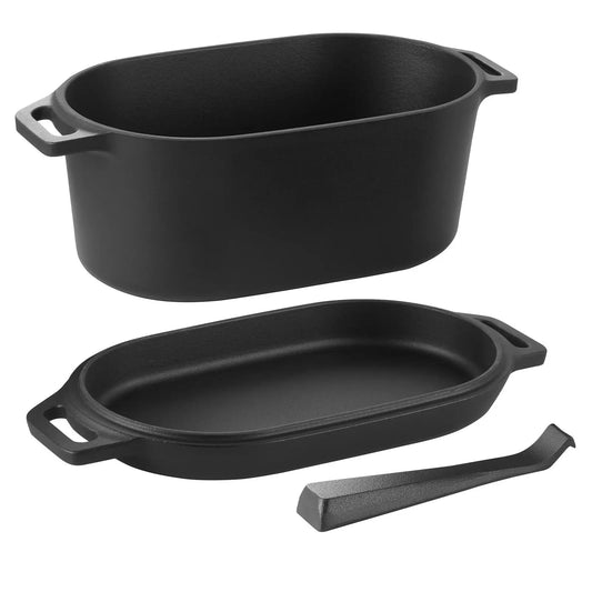 Heavy Duty Enameled Cast Iron Dutch Oven With Convertible Griddle Lid