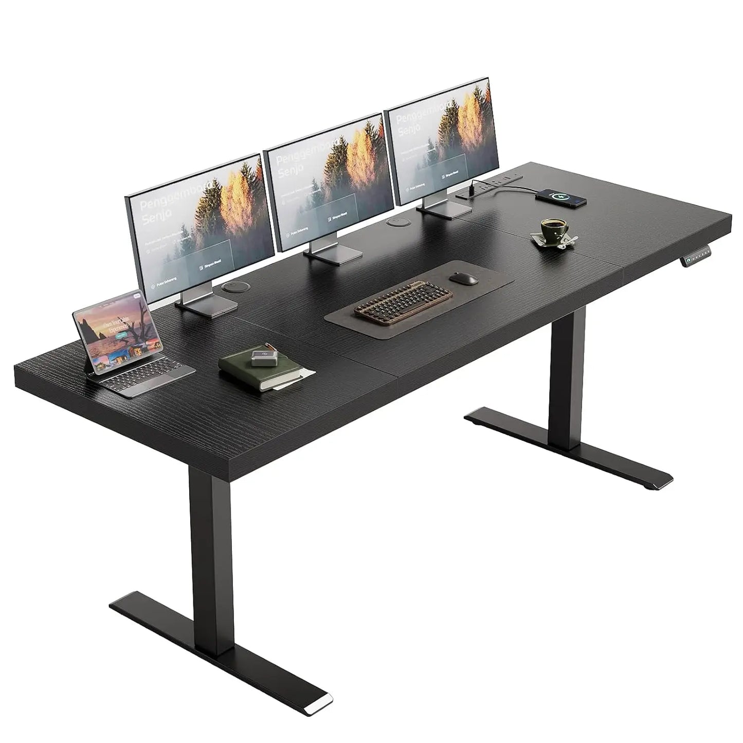 Executive Electric Standing Desk With Height Adjustment And Built In Power Outlet Sit Stand Desk From 29.1 To 48 Inches