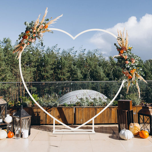 Heart Shaped Metal Balloon Arch Stand Frame 2.2x2.2 M White Iron Backdrop For Weddings