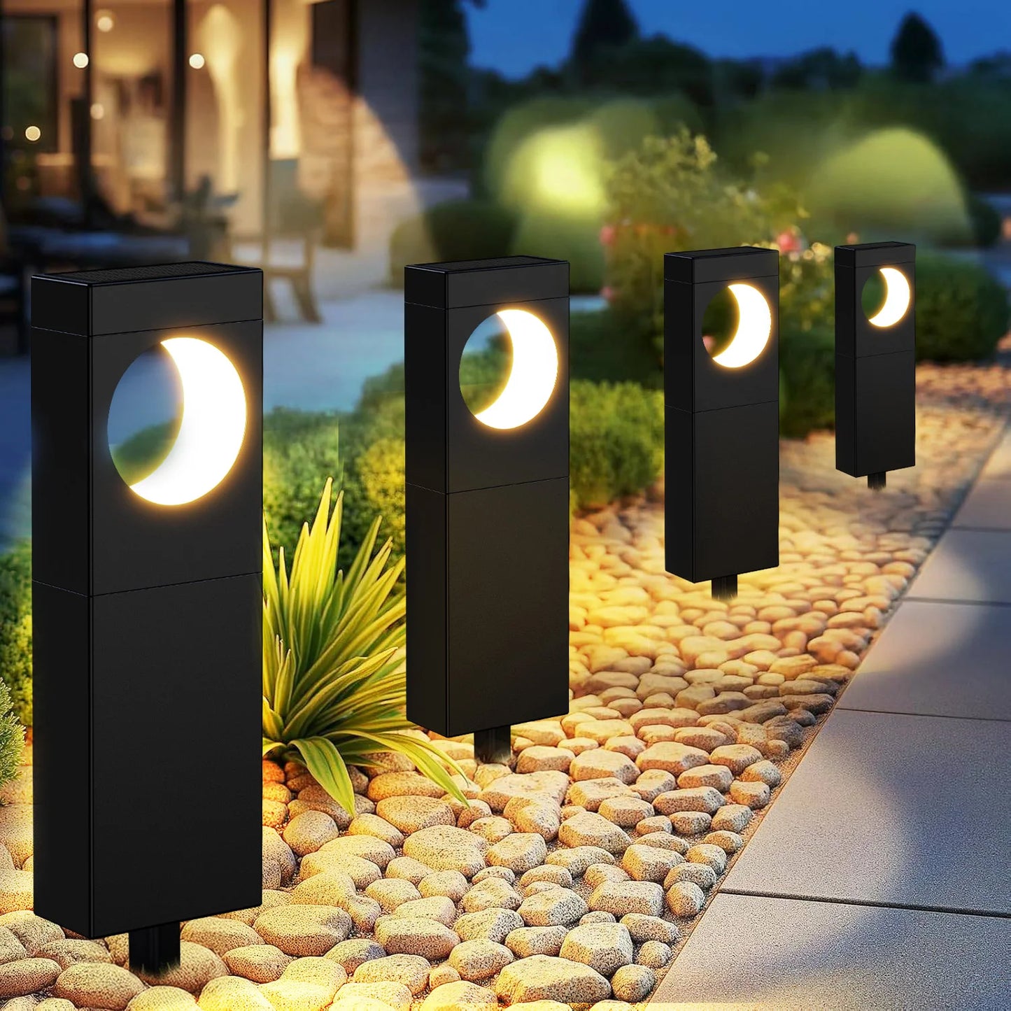 KPSTEK Solar LED Pathway Lights 4 Pack Auto On Off for Dusk to Dawn Outdoor Lighting