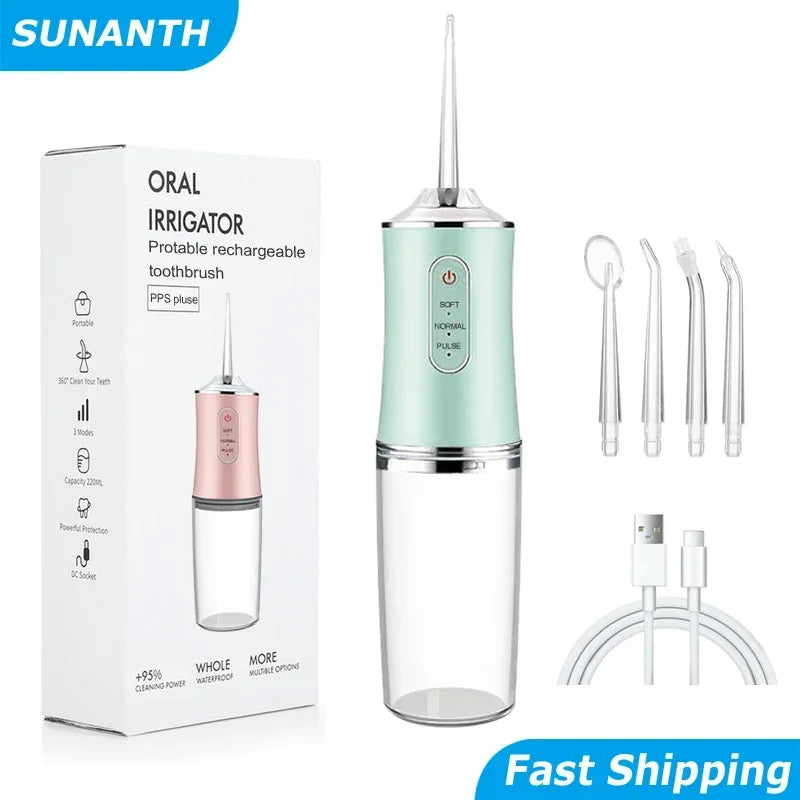 Portable Cordless Dental Water Flosser And Oral Irrigator IPX7 Waterproof