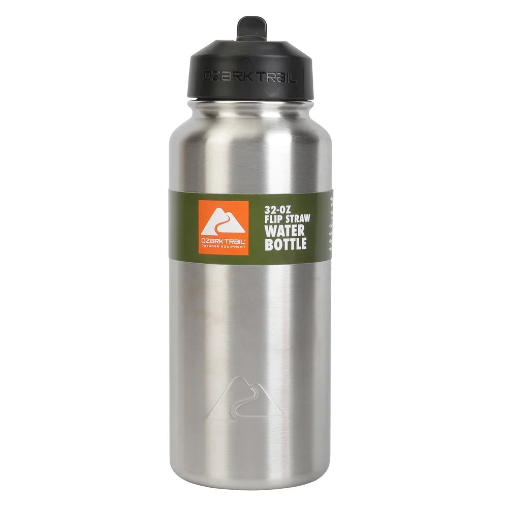 Insulated Stainless Steel Water Bottle With Flip Top Lid Vacuum Seal Durable Camping Travel