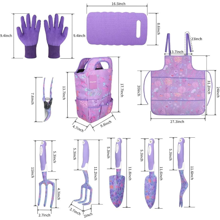 Garden Tool Set AerospaceGrade AluminumAlloy Ergonomic Non Slip Handles Weatherproof