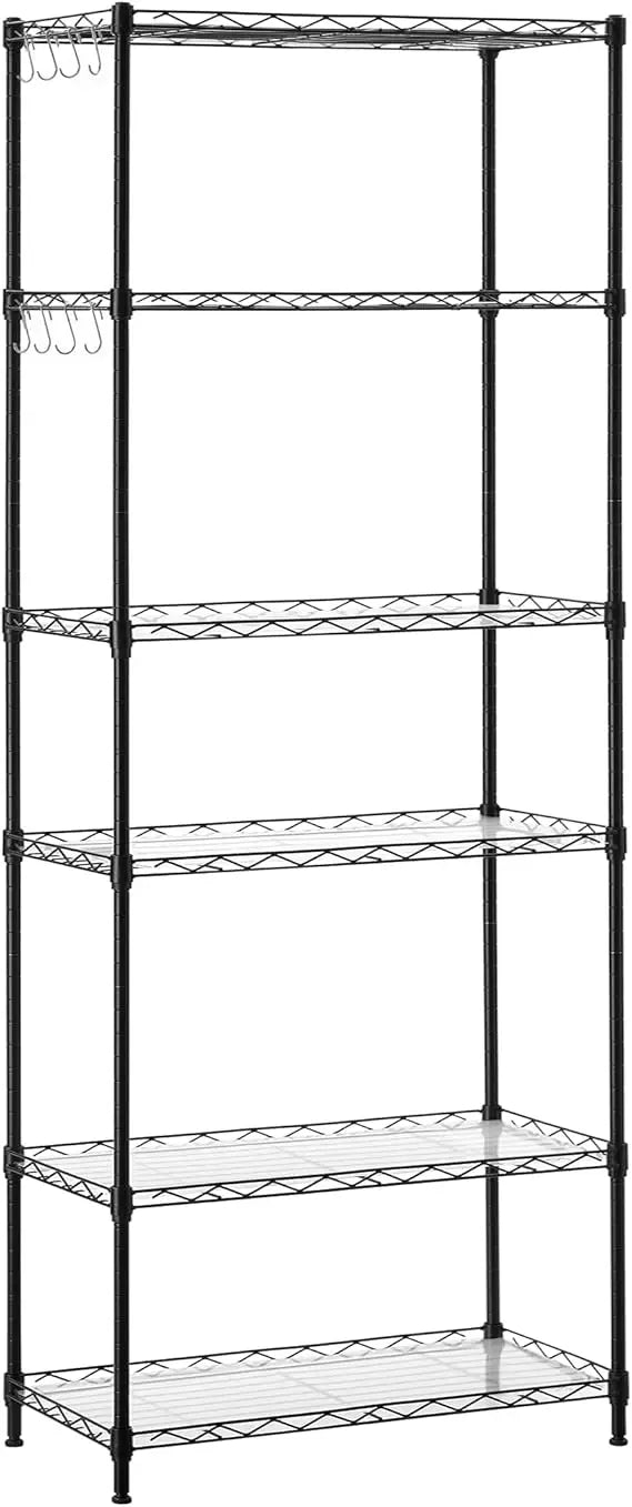 Six-Tier Wire Storage Shelves Unit With Adjustable Shelves