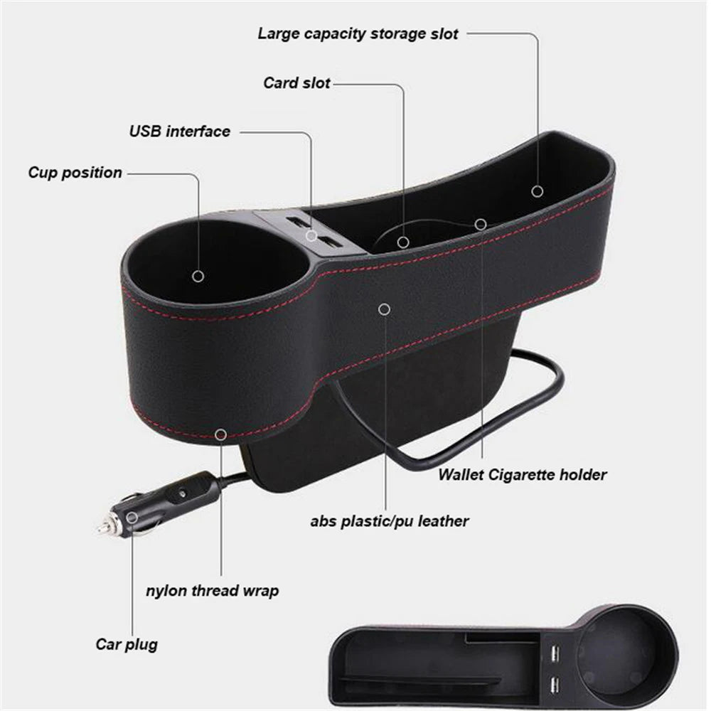 XUKEY Car Seat Gap Organizer Leather Storage Cup Holder Kit Includes Left and Right Pair Fits 1.3 to 4.1 cm Gaps