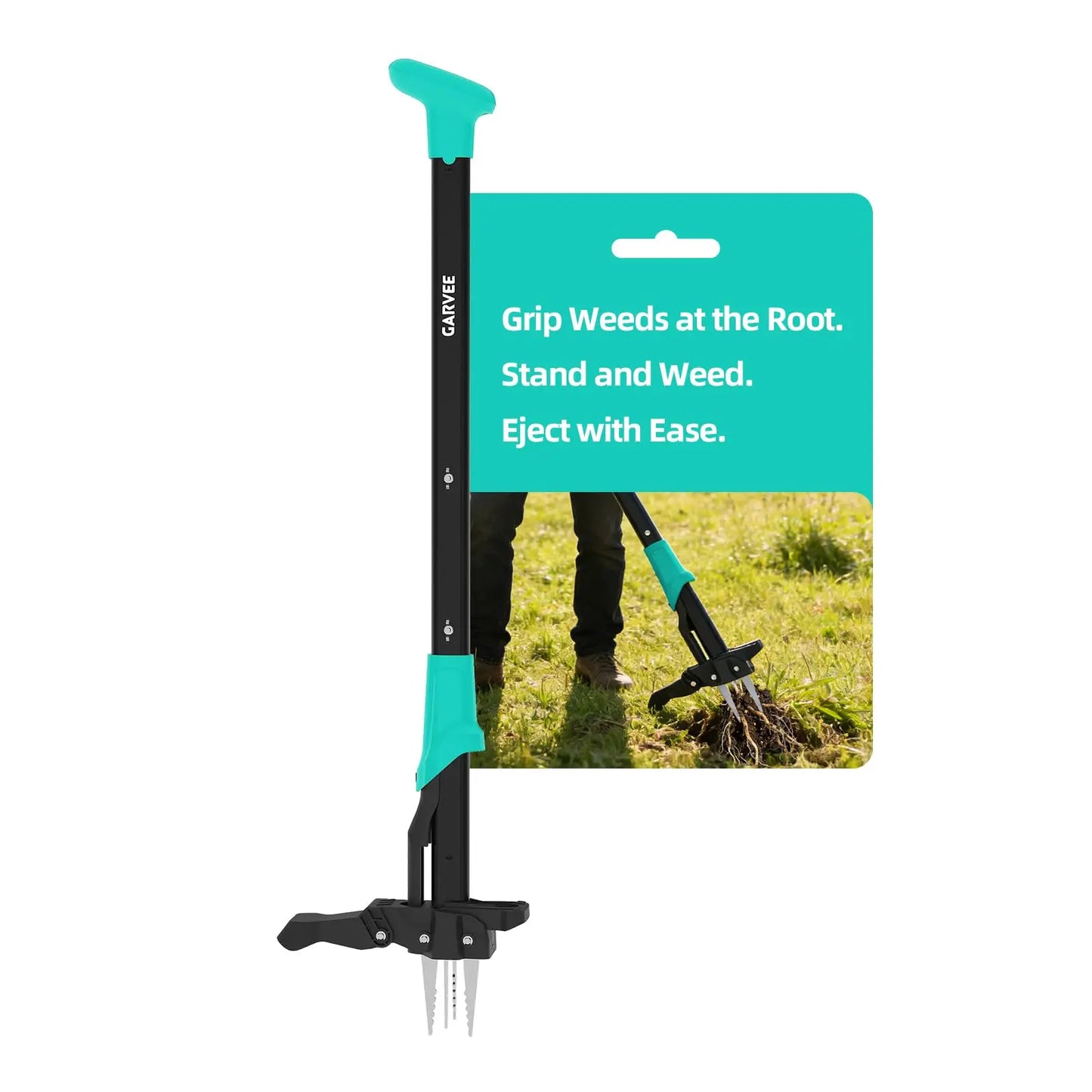 HiMISS Stand Up Weed Puller With 40 Inch Handle And 4 Claw Ejector Root Remover Pro