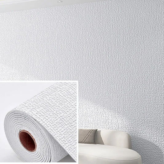 NONECN Linen 3D Foam Wallpaper Self Adhesive PVC Waterproof Wall Covering for Renovation