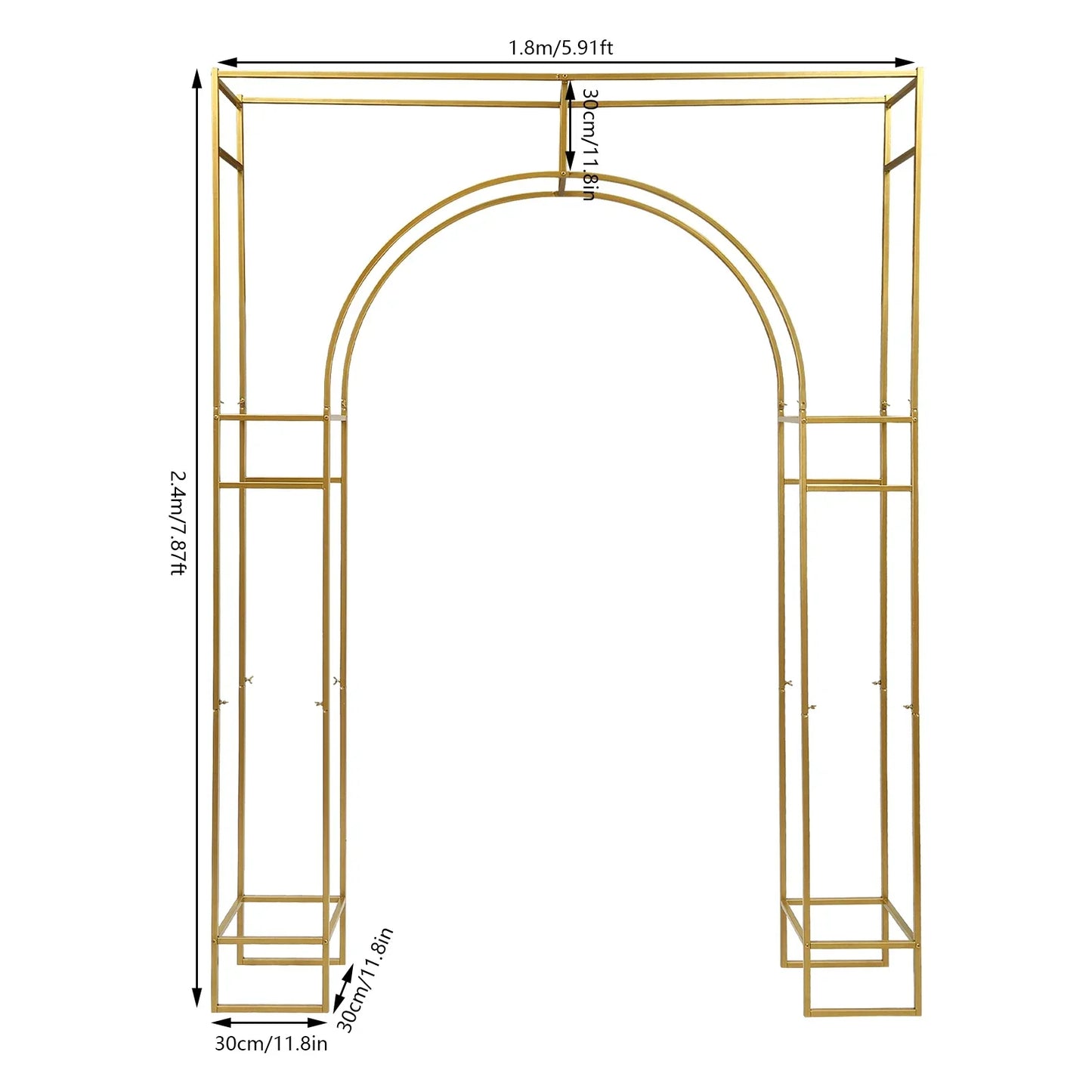 NONECN Gold Balloon Arch Stand For Wedding Ceremonies With Rust Resistant Carbon Steel Frame And Reinforced Crossbars