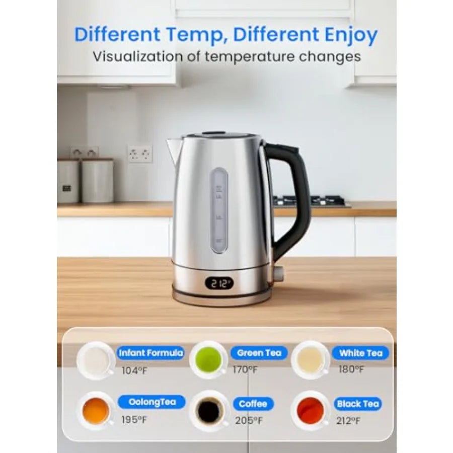 MDNG Electric Kettle Stainless-Steel With Auto Shut-Off And Temperature Settings