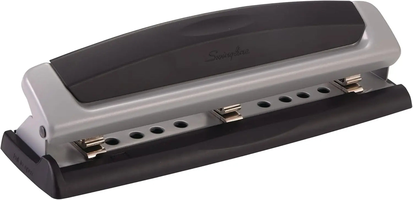 Adjustable Two To Three Hole Paper Punch With Ten Sheet Capacity Metal Construction