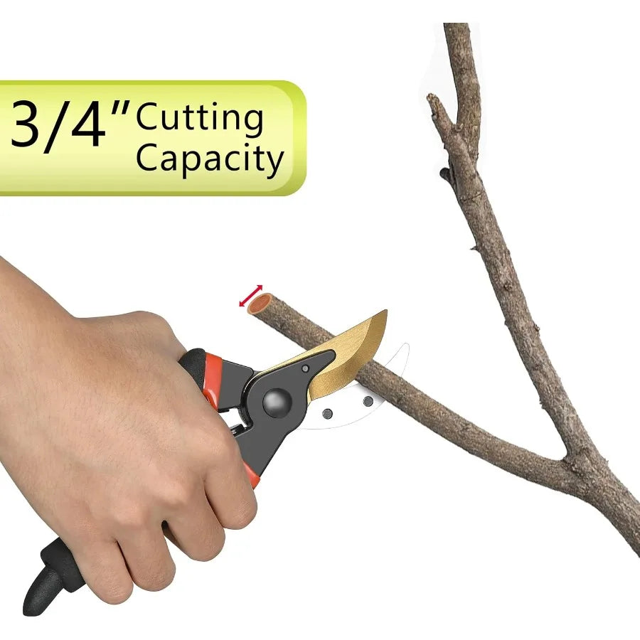 Garden Pruning Shears Set With Rust Resistant Stainless Steel Blades