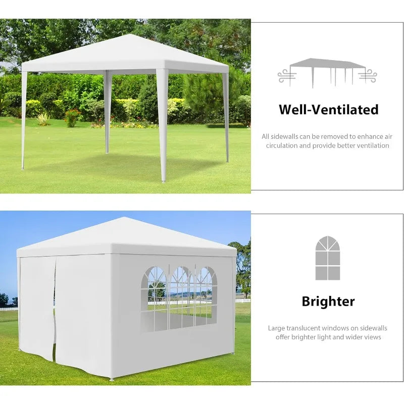 OutdoorWeatherproof Canopy Tent With Removable Sidewalls And Mesh Window Enclosures