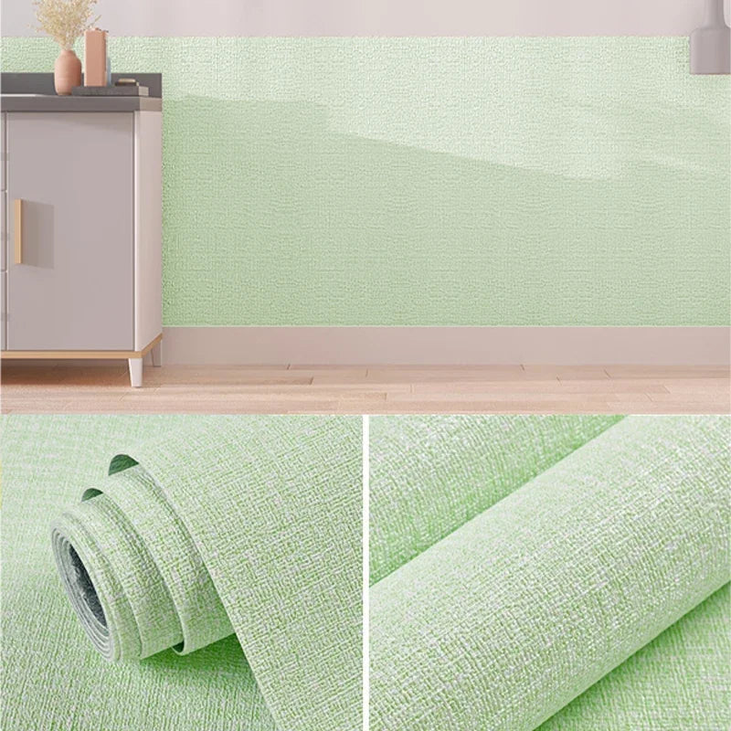 NONECN Linen 3D Foam Wallpaper Self Adhesive PVC Waterproof Wall Covering for Renovation