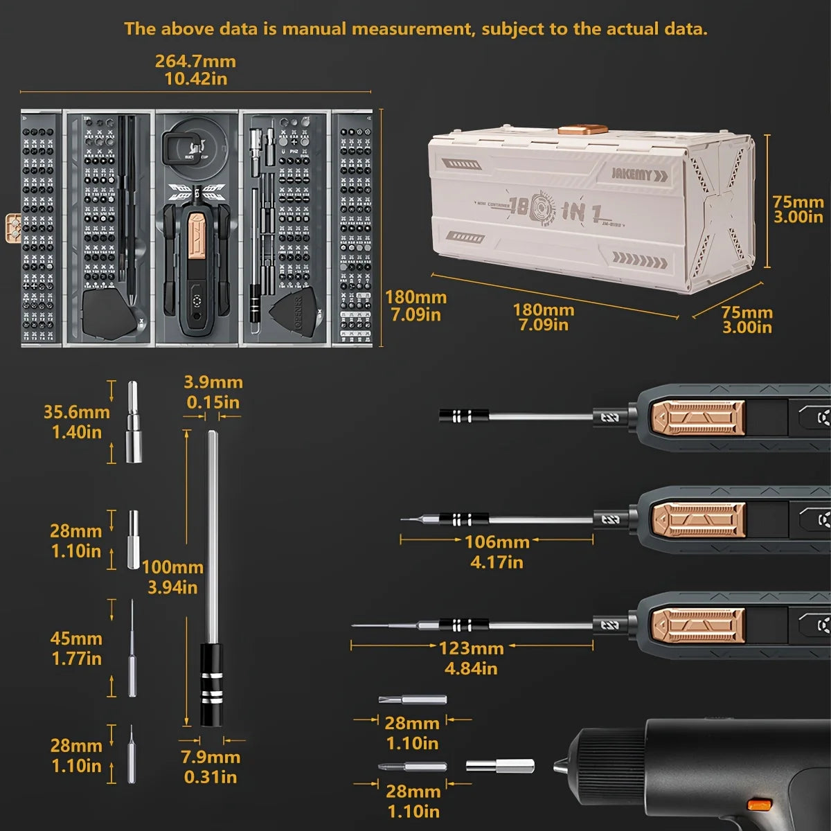 JAKEMY 180-In-1 Magnetic Precision Screwdriver Set For PersonalComputers Smartphones