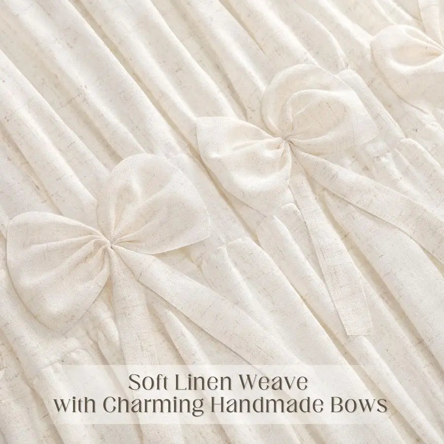 Farmhouse Vintage Ruffle Bow Shower Curtain Polyester Bathroom Decor With Timeless Charm