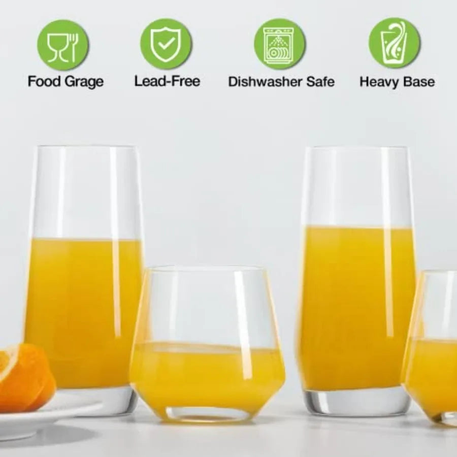 Set Of 8 Glassware Set Highball And Stemless Wine Glasses For Everyday Entertaining