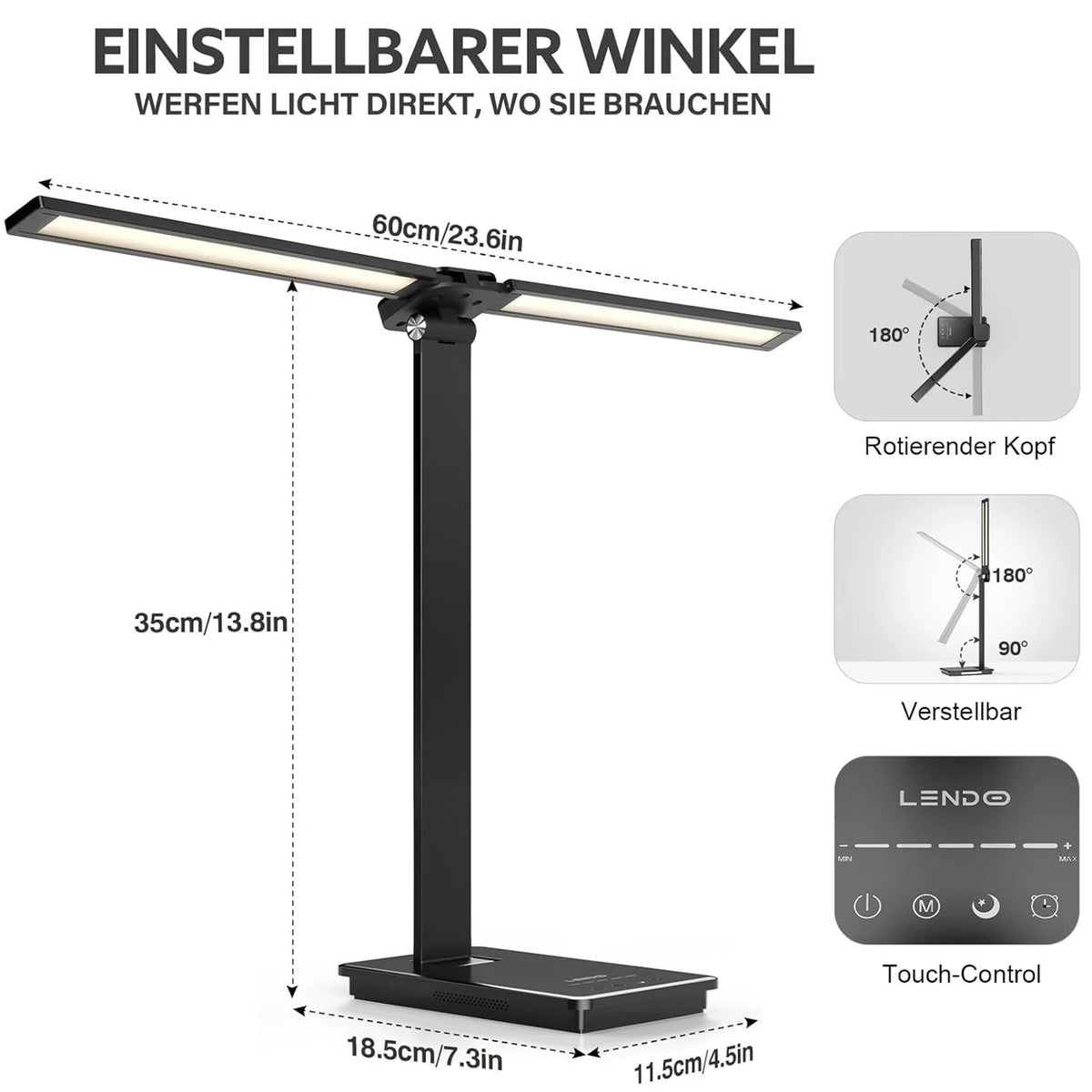 Dumiloo Dual Arm Led Desk Lamp Dimmable Reading Light Flicker Free