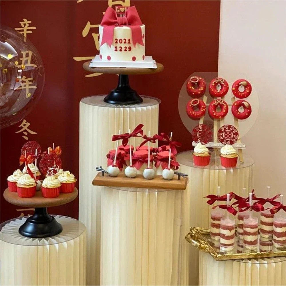 NONECN Paper Folding Cylinder Display Rack for Weddings and Events Adjustable Heights 20 to 100 cm Diameter 30 cm