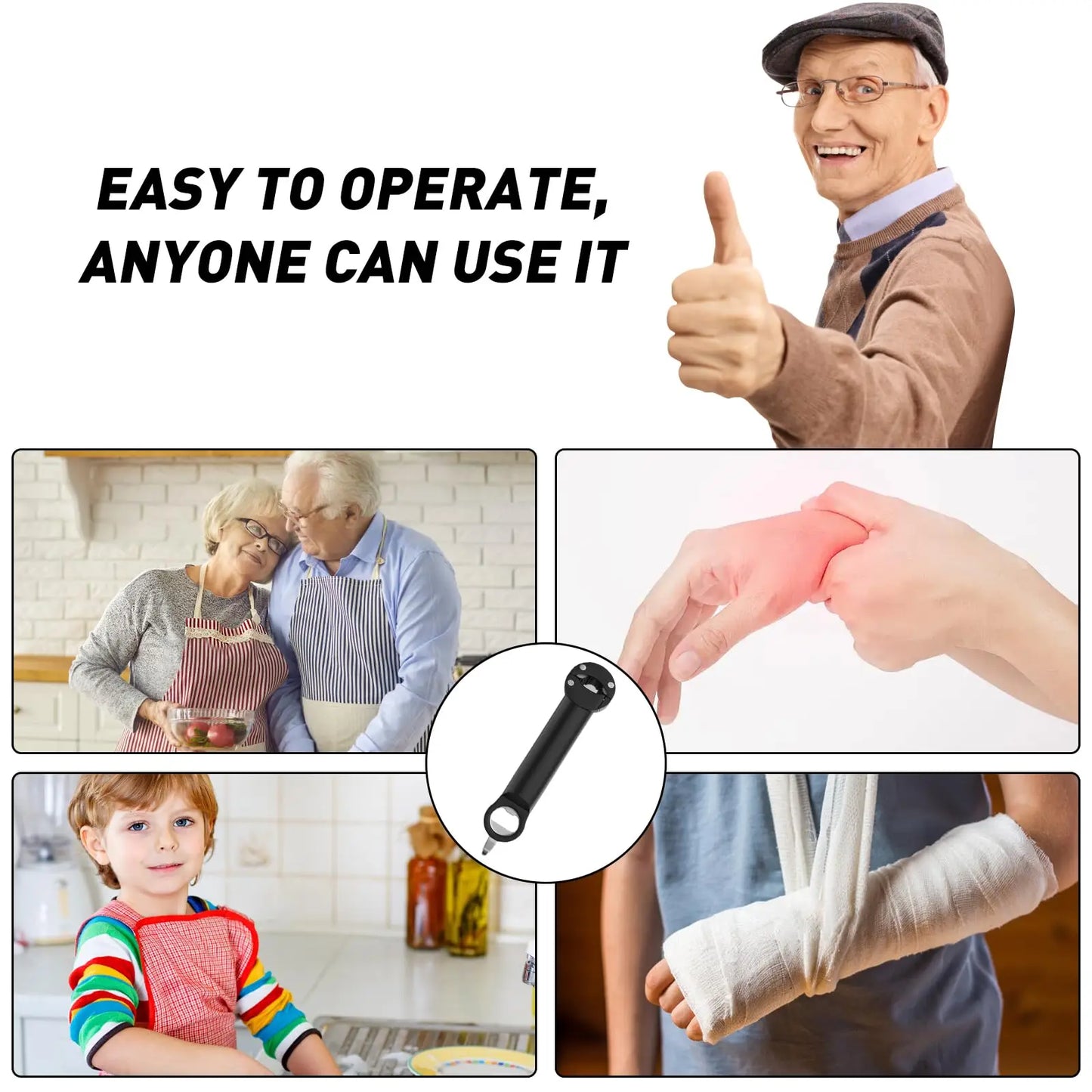 Ergonomic Multifunctional Bottle Opener Adjustable Stainless Steel For Seniors With Easy Grip