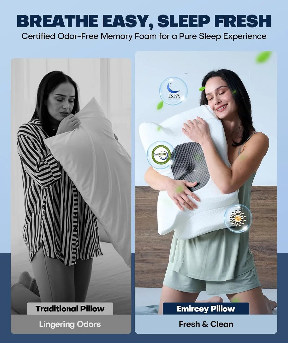 Ergonomic Cervical Neck Pillow with Memory Foam Cooling Support for Sleepers