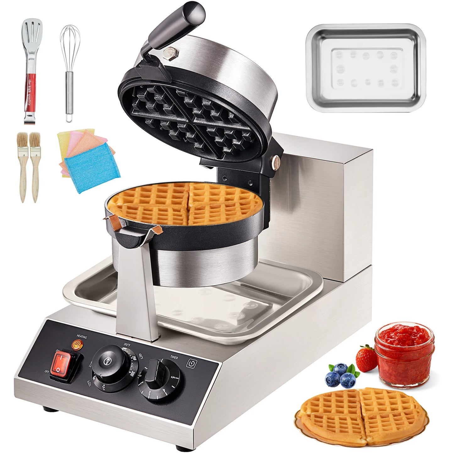 VEVOR SucceBuy Electric Waffle Maker StainlessSteel NonstickCoated Pans Versatile Kitchen