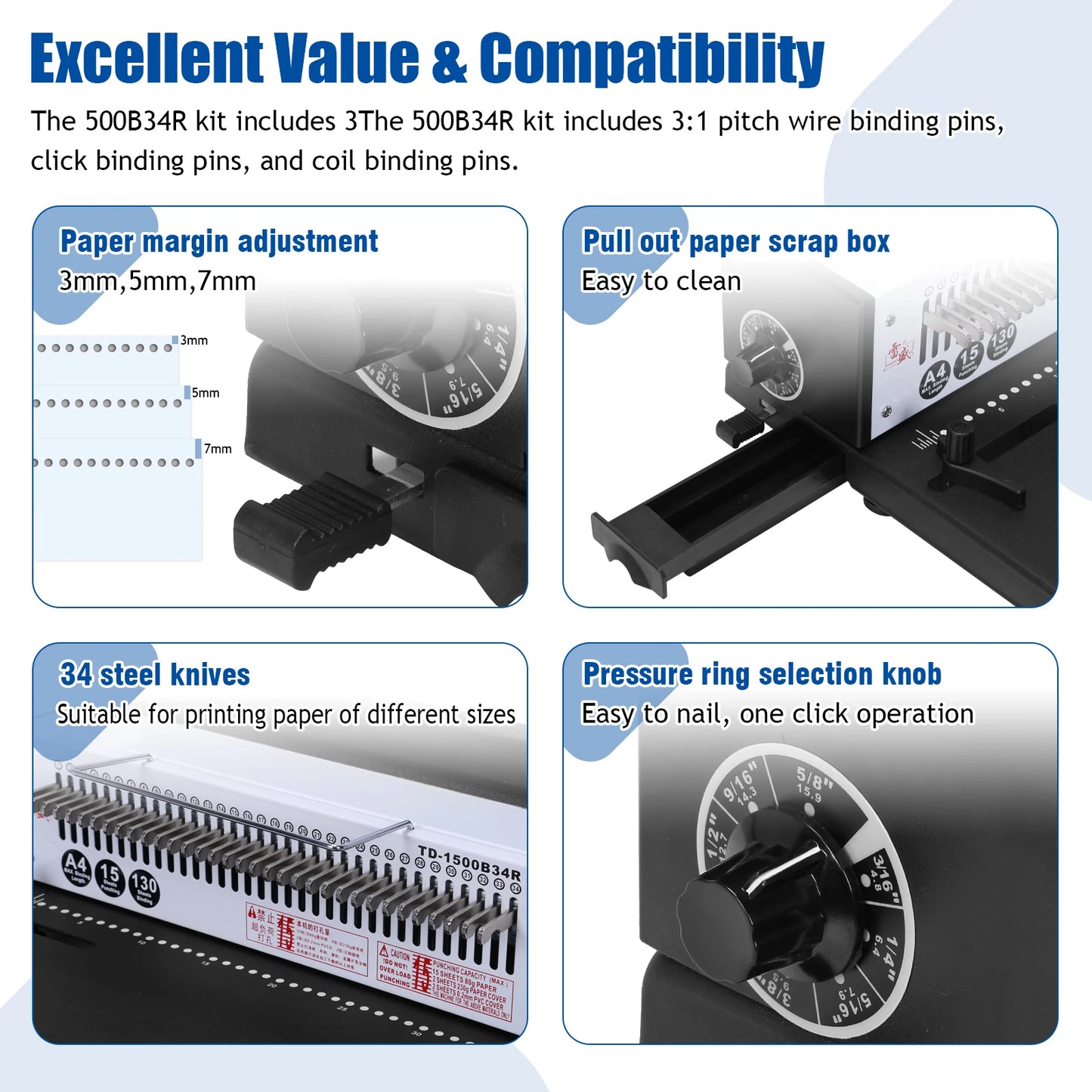 Multifunction Paper Puncher and Binder Puncher for Office