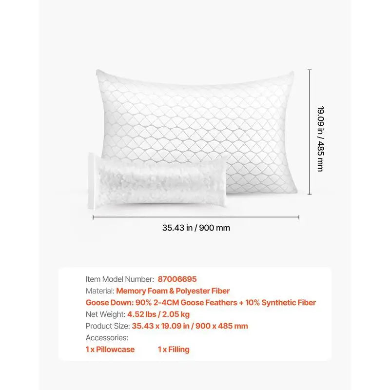 King Size Adjustable Memory Foam Pillow With Natural Fiber Pillowcase
