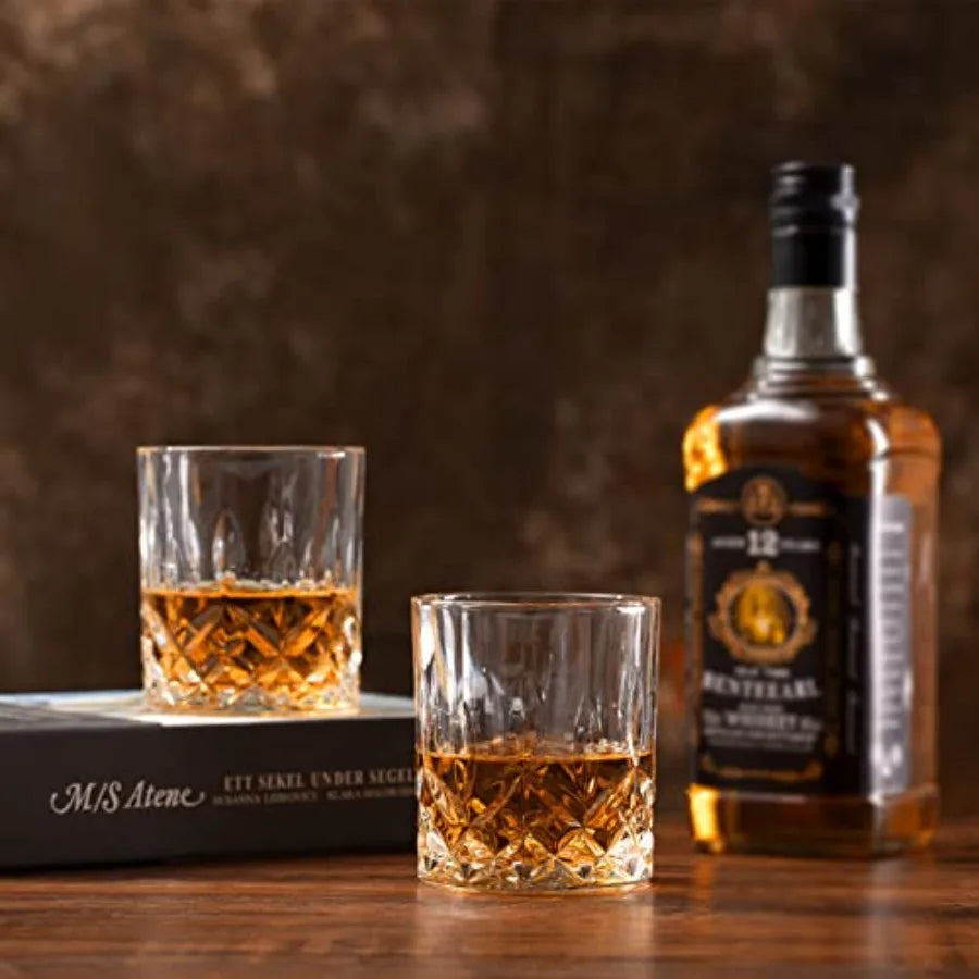 Elegant Premium-Grade Whiskey Rocks Glass Set With Crystal Bourbon GlasswareBundle