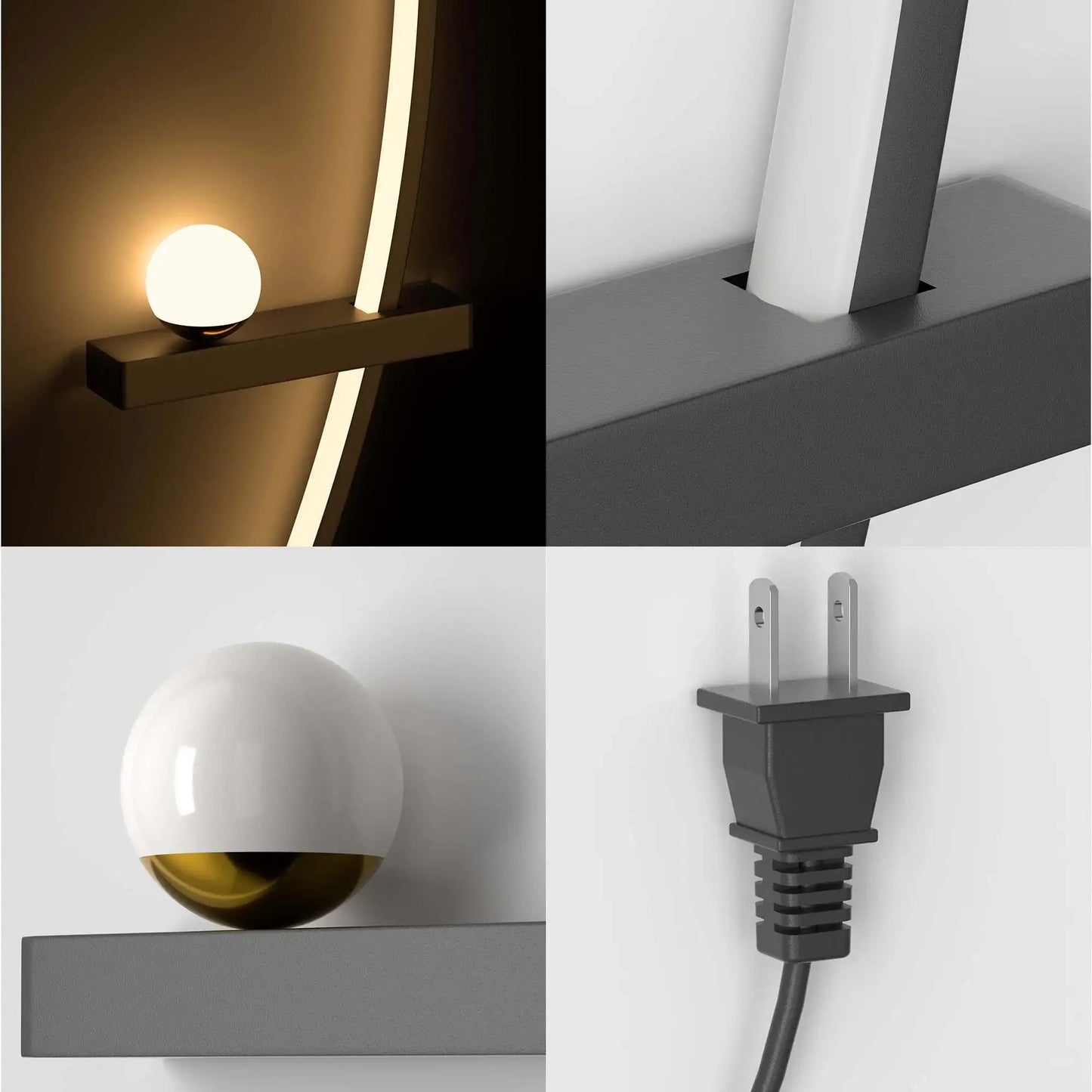 2 Pack Modern Arc LED Wall Lamps for 3000K ArchitecturallyDesignedIlluminationEnhancement