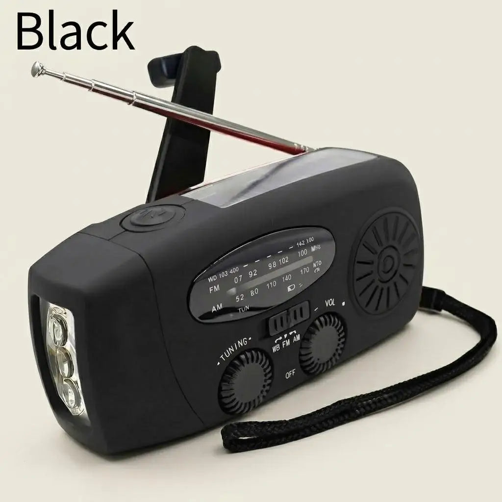 Portable Solar Hand Crank Emergency Weather Radio With Bright LED Flashlight