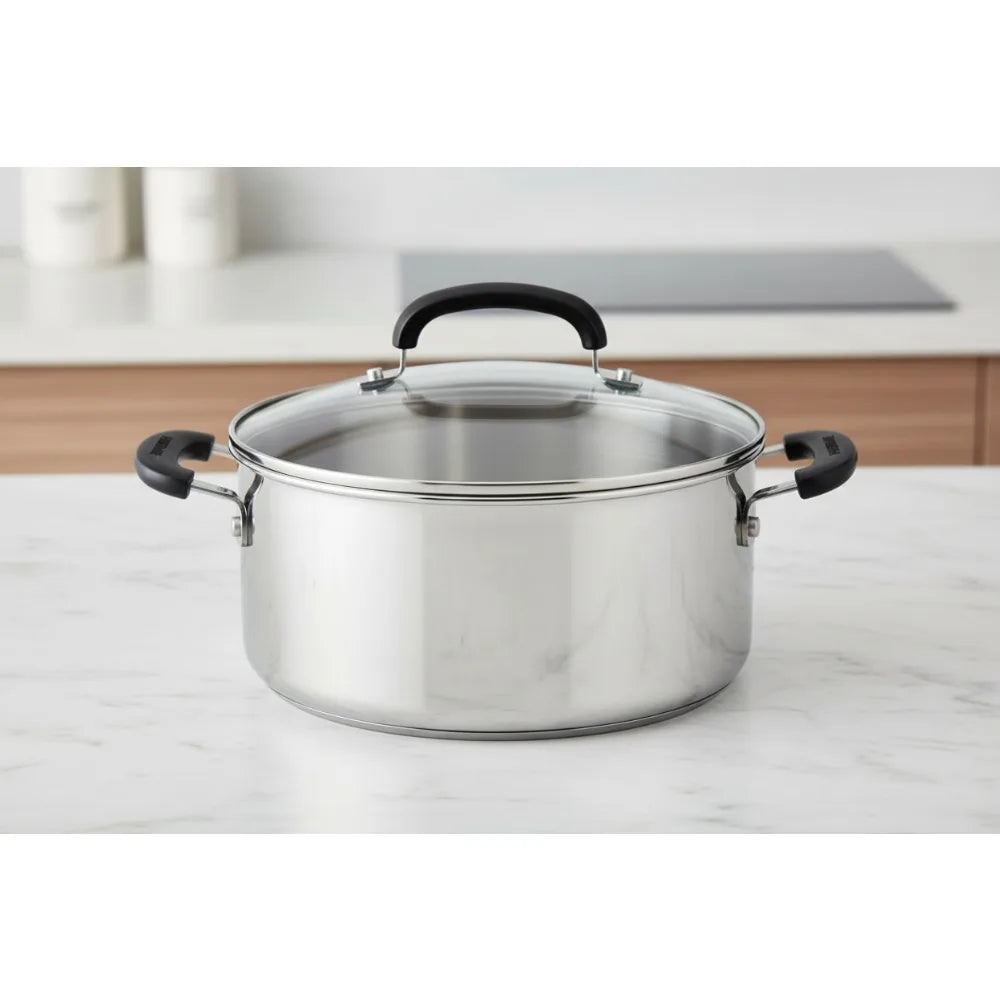 Premium Stainless Steel ProfessionalGrade Dutch CookingOven With Glass Lid InductionCompatible