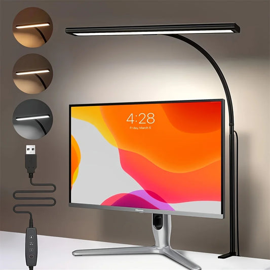 Dumiloo Led Desk Lamp With Clamp Stepless Dimming And Eye Care Lighting