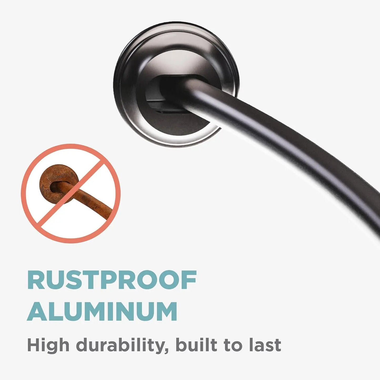 Curved No Drill Tension Shower Rod Rustproof For Bathroom Adds 6.5 Inches Of Interior Space Adjusts 50 To 72 Inches