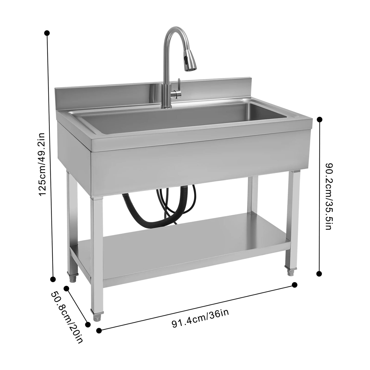 Stainless Steel Kitchen Sink, Freestanding Commercial Sinks, Stainless Steel Sink for Laundry Room Bathroom Farmhouse