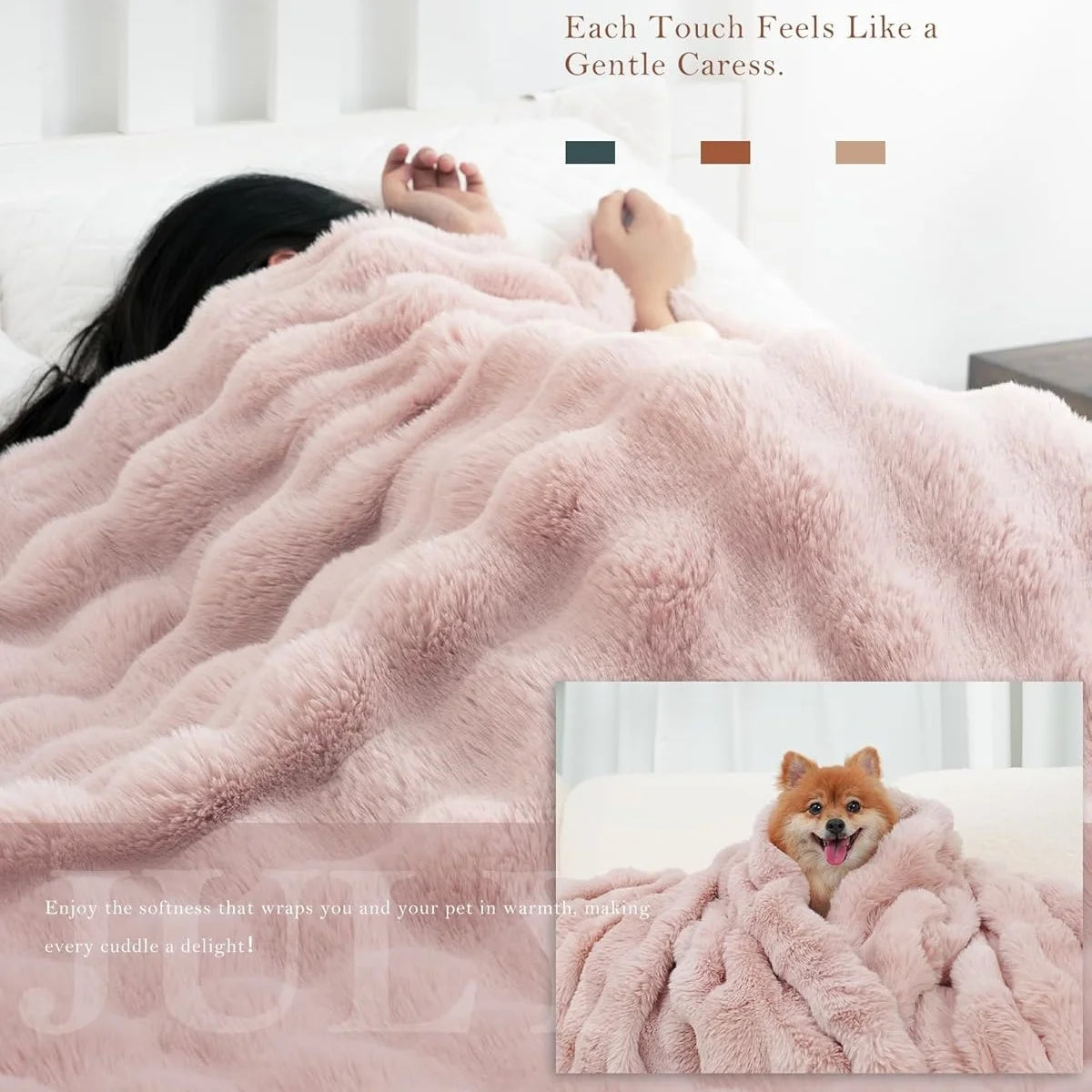 ROSEKINDCN Faux Rabbit Fleece Weighted Blanket 6 Lbs Knitted Wool Plaid Modern Bed Throw