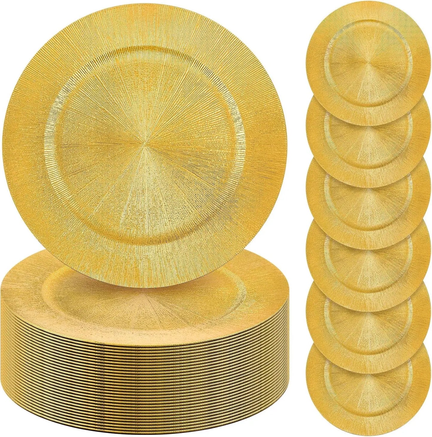 Gold Charger Plates Set Bulk 100 Pack For Weddings And Events Durable PP Plastic Quality
