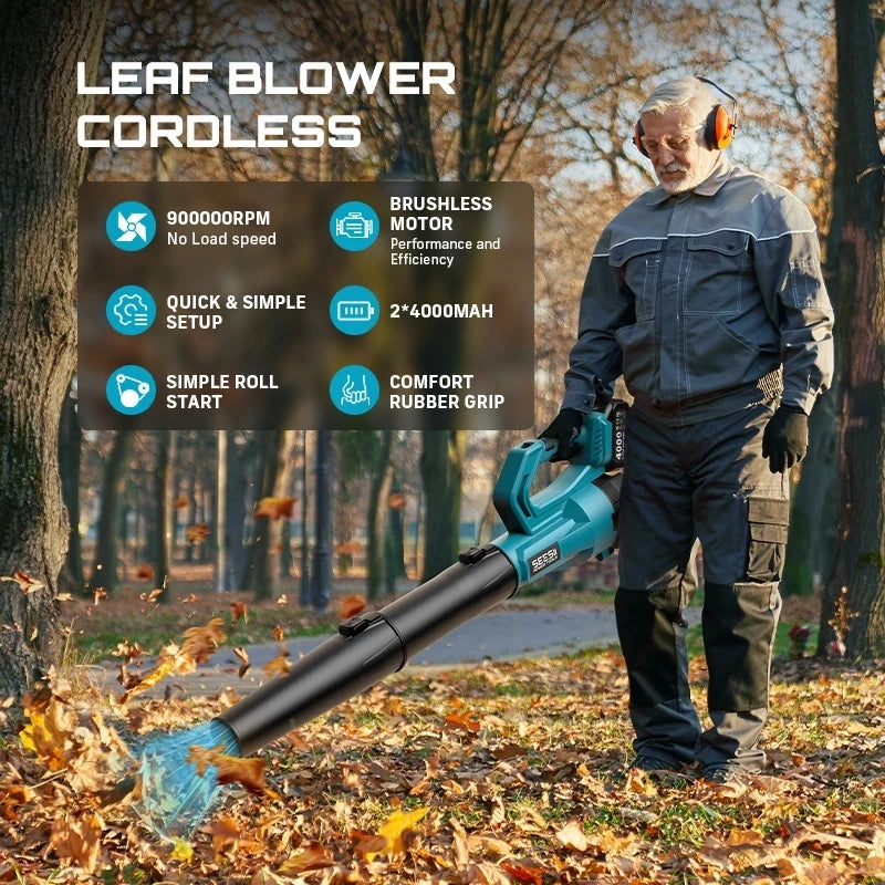 SeeSii Brushless Turbo Leaf Blower Cordless 900000RPM 780CFM