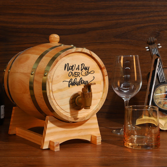 3L Wooden Whiskey Barrel with Stand and Spigot Whiskey Barrel Dispenser Bourbon Barrel for Whiskey Bourbon Cocktails Rum