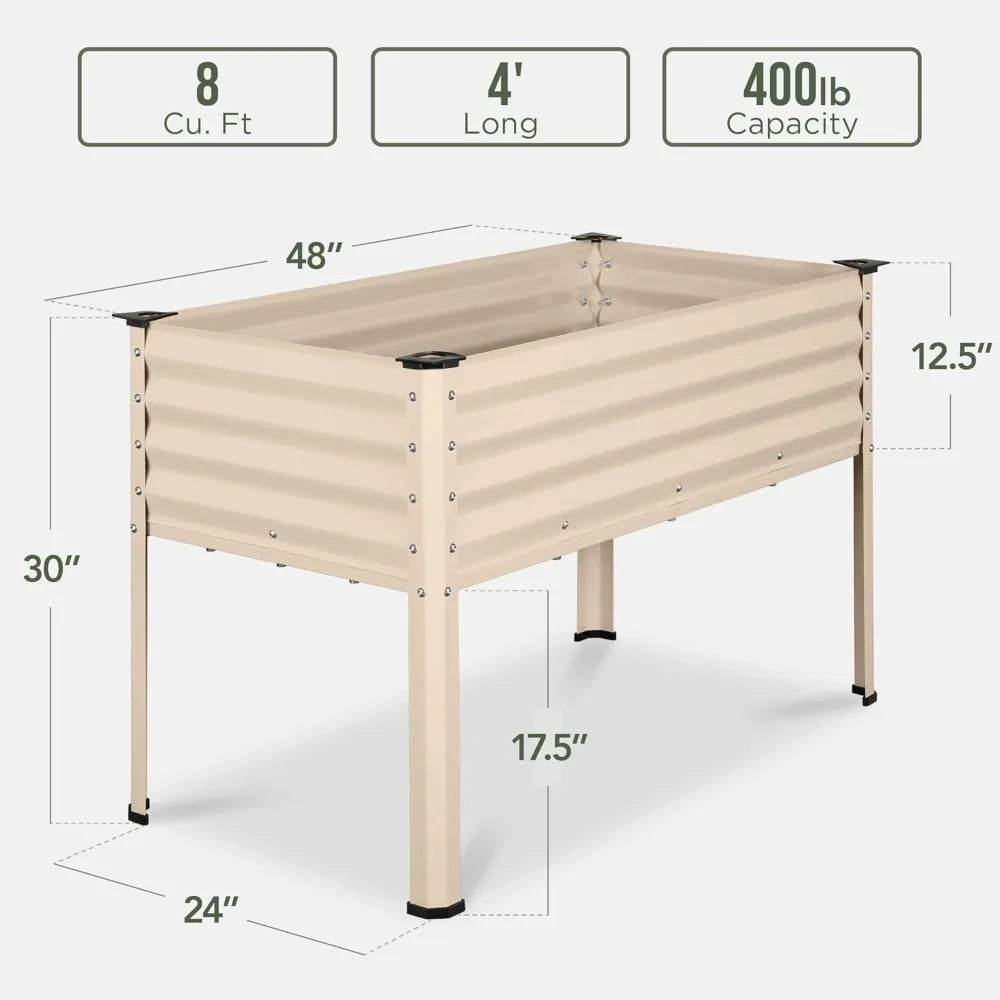Galvanized Elevated Flower Bed Planter For Raised Garden Beds Ergonomic Gardening
