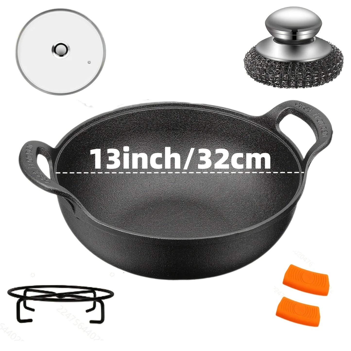 AEDG Heavy-Duty Cast Iron All-Purpose Skillet Set Nonstick OvenSafe Campfire-Ready